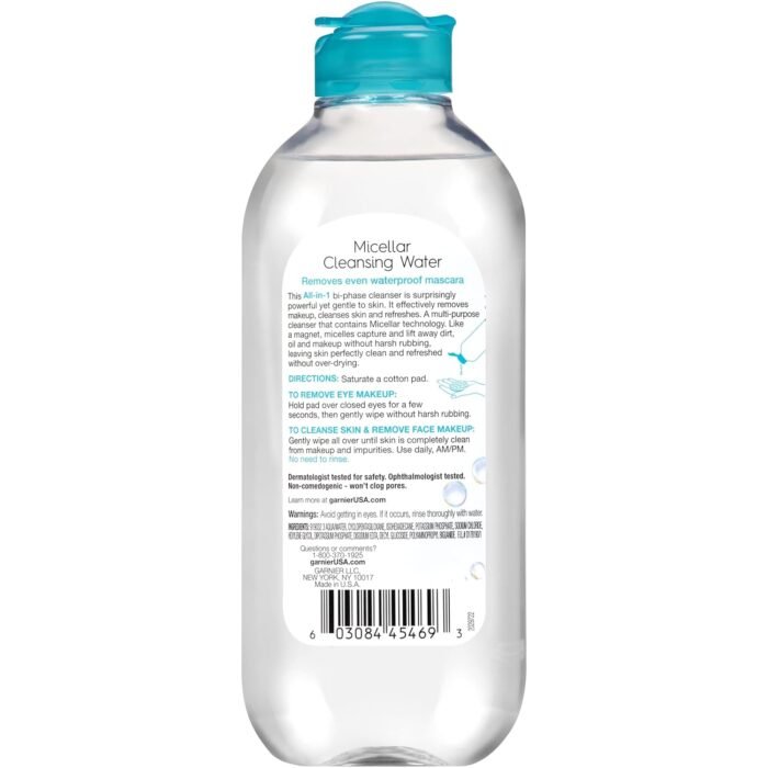 Garnier Micellar Water For Waterproof Makeup, Hydrating Facial Cleanser & Makeup Remover, Suitable for Sensitive Skin, Vegan, Cruelty Free, 13.5 Fl Oz (400mL), 1 Count - Image 2