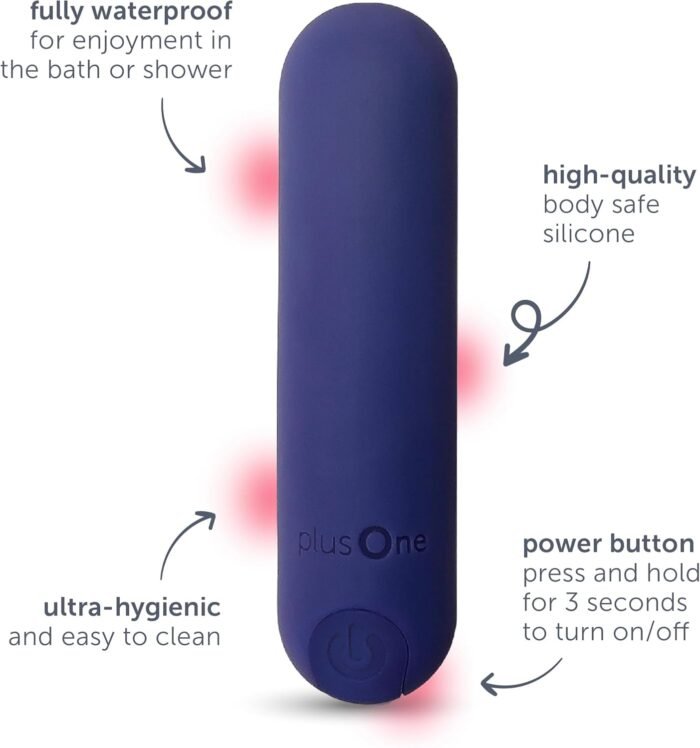 plusOne Bullet Vibrator for Women, Mini Vibrator Made of Body-Safe Silicone, Fully Waterproof, USB Rechargeable, Personal Massager with 10 Vibration Settings, Purple - Image 3
