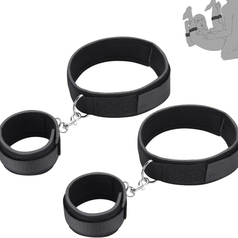 BDSM Sex Toys Restraints, Couples Sex Bondage Handcuffs Adjustable Sex Bondage Wrist Straps Wrist-to-Thigh, with Adjustable Leg Straps Handcuffs for Couple