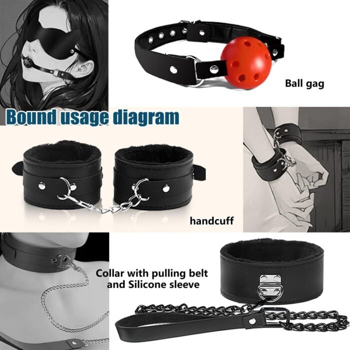 Sex Bondage BDSM Kit Restraints,30PCS Leather Bondage,Sex BDSM Toys with Adjustable Handcuffs and Anal Plug Toys,Sex Things for Couples Kinky, Sex Bondage Set for Women Couples &Sex Toy kit,SM Games - Image 4