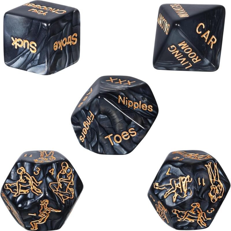 Dovelo Sex Dice Set for Adult Couples Sex Games, 5pcs Sex Party Dice with 48 Ways to Play Fun Romantic Role Play Sex Toys Game for Adult Couples