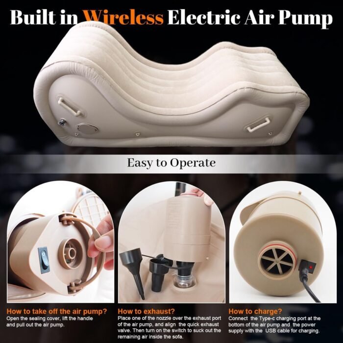Automatic Inflatable Sex Furniture Sofa for G Spot Position Aid, Sex Bondage Chair Cushion Bed, Woless Adult Sex Toy for Couple, Auxiliary Ramp Pillow for Valentine's Day Gift Couple Sexual Pleasure - Image 6