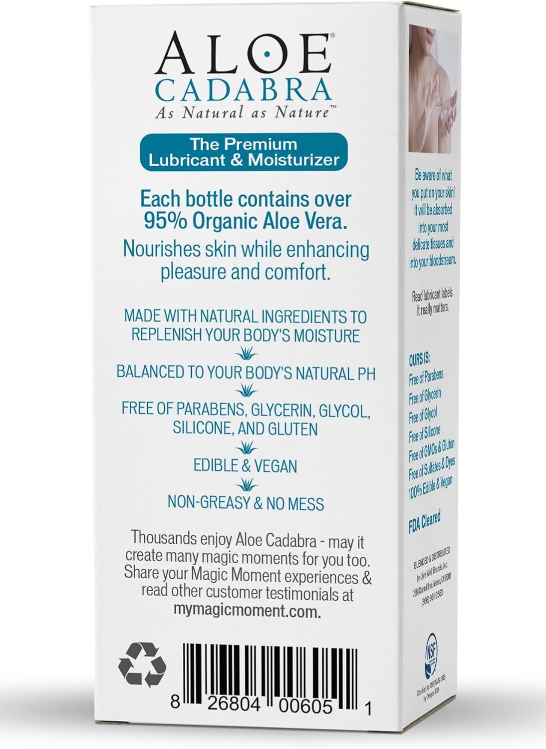 Aloe Cadabra Natural Water Based Personal Lubricant and Vaginal Moisturizer, Organic Aloe Lube for Men, Women and Couples, Non-Staining, pH Balanced (Unscented 2.5 Ounces, 1 Pack) - Image 5