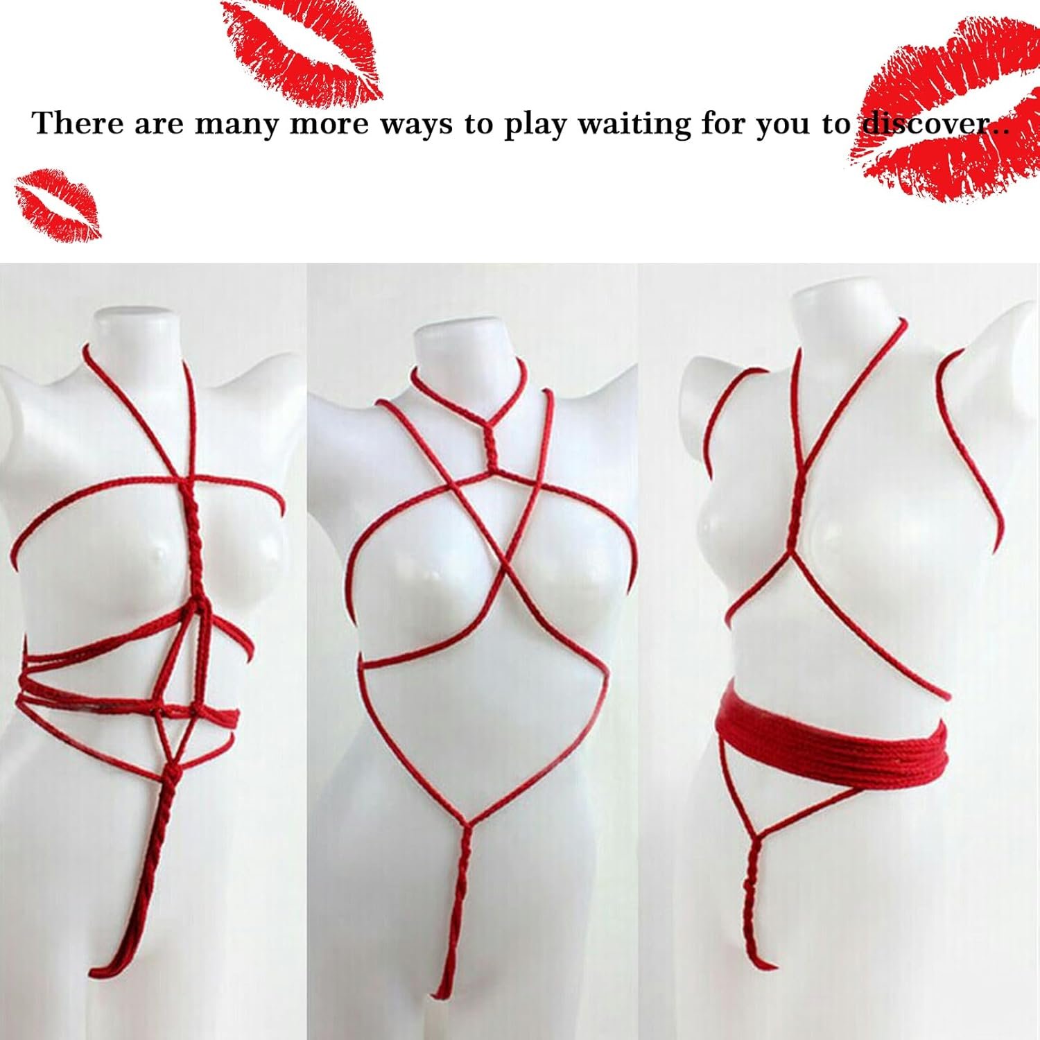 Fumwase BDSM Shibari Rope Kit Sex Bondage Rope 3pcs 32 Feet 10m 7mm Soft Cotton BDSM Beginner Kit Rope Black Red Purple Adult Sex Toys for Women Men Couples - Image 5