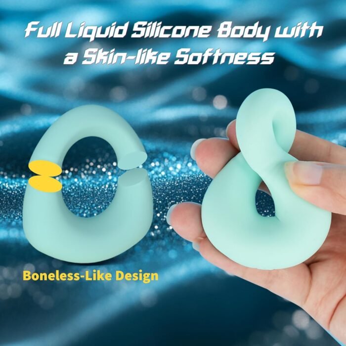 Full Liquid Silicone Soft Vibrating Cock Ring, 0.09LB Mint Green APP Pleasure Penis Ring Vibrator Couples Adult Sex Toys for Men Women, HOESDIK 10 Vibrations Male Couple Sex Toy Game for Men Erection - Image 3