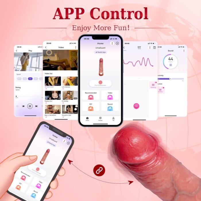 Penis Sleeve Cock Sleeve Vibrator - FYSHAVO 4IN1 Realistic Adult Male Sex Toys for Men Penis Extender Vibrating Cock Ring 9 Modes, App Remote Control, Elastic Penis Ring to Enlarge for Men Couples - Image 7