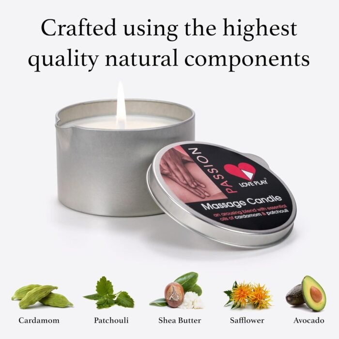LOVE PLAY Massage Oil Candle for Pure Relaxation and Home SPA - Vegan Moisturizing Body Oil - Hydrating Skin Care with Essential Oils (6.76oz) - Image 3