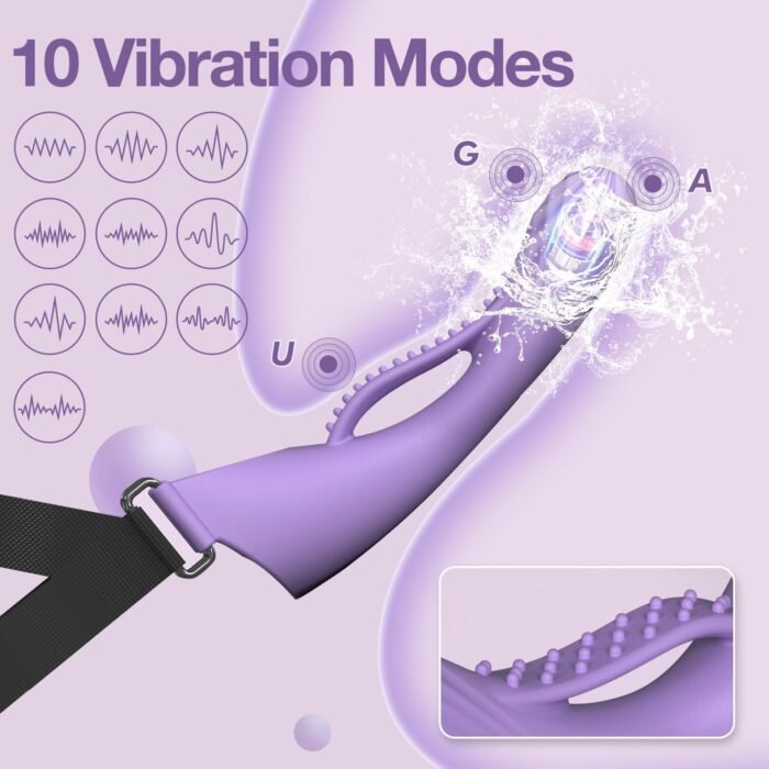 Headband Vibrator for Couple and Women, Adjustable Starp-on Dildo for G-spot Anal Stimulation, Wearable G Spot Vibrator Dildo Adult Toys with 10 Vibrating Modes, Remote Control Adult Sex Toys - Image 3