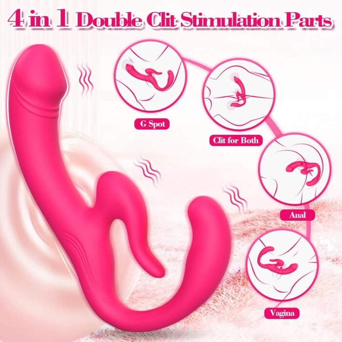 Strapless Strap On Dildo Harness Lesbian Sex Toys, Licking Anti-Slip Silicone Realistic Double-Ended Vibrating Butt Plug, Adult Anal Sex Toys for Women Couples Sexual Pleasure Tools - Image 2