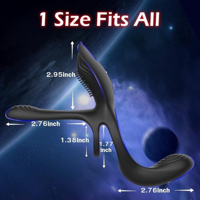 Vibrator for Couple, 3 in 1 Vibrating Cock Ring with 10 Modes, Men's Penis Vibrators, Perineum , G spot, Clitorals Stimulator for Women, Sex Novelties, Adult Sex Toys & Games Black - Image 5