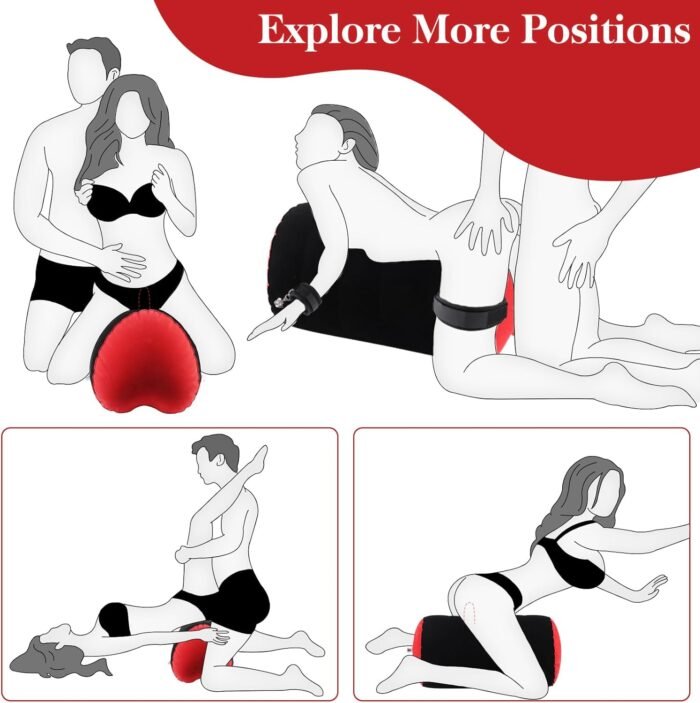 Dildo Mount Sex Position Pillow Couples Sex Toys - Bondage Kit with Adjustable Wrist & Thigh Cuffs, Sex Furniture for Bedroom - Sex Body Positioner - Sex Toys for Couple Beginner Sm Game Play - Image 3