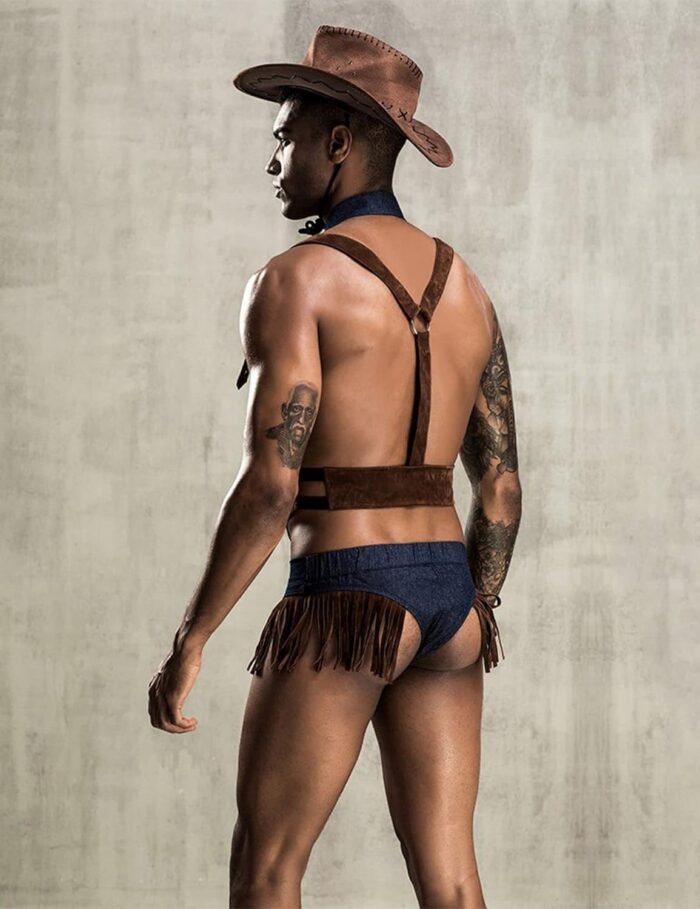 Mens Cowboy Boy Cosplay Costume Tuxedo Sexy Lingerie Set Role Play Uniform Gay Bar Nightclub Outfit - Image 3