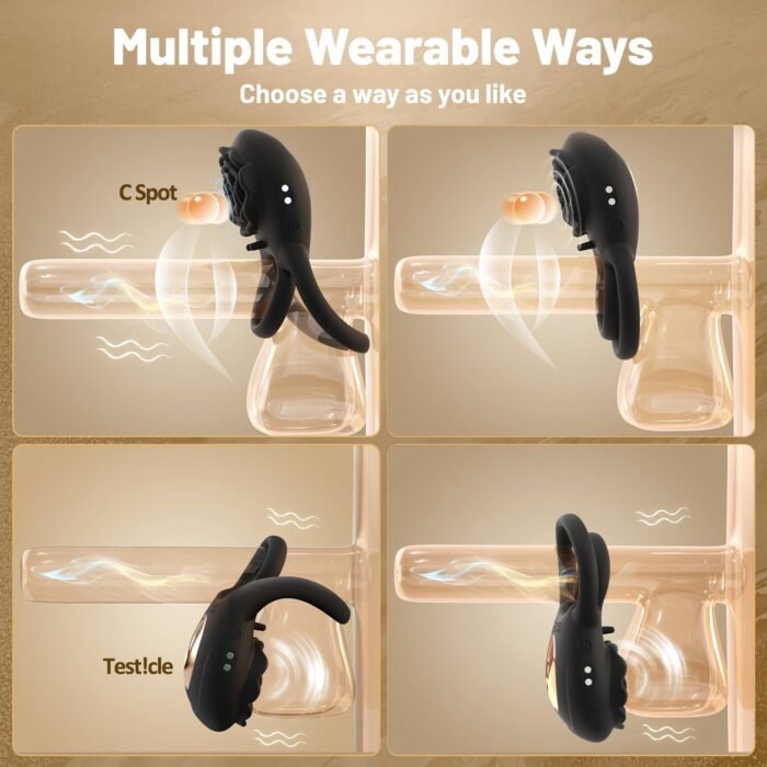 Vibrating Cock Ring Adult Sex Toys for Men, Silicone Penis Ring with Rose Clitoral Vibrator Couples Sex Toys, 8 Vibrations Adult Male Sex Toy Remote Control Vibrators for Men Female Couple Pleasure - Image 4