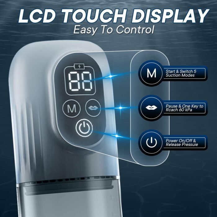 Electric Penis Pump, Automatic Male Masturbator with Mini Pocket Pussy and 3 Penis Ring, Adult Sex Toys for Men Dick Enlarger Erection, Air Water Extender with 4 Training Pressure and 5 Suction Modes - Image 5