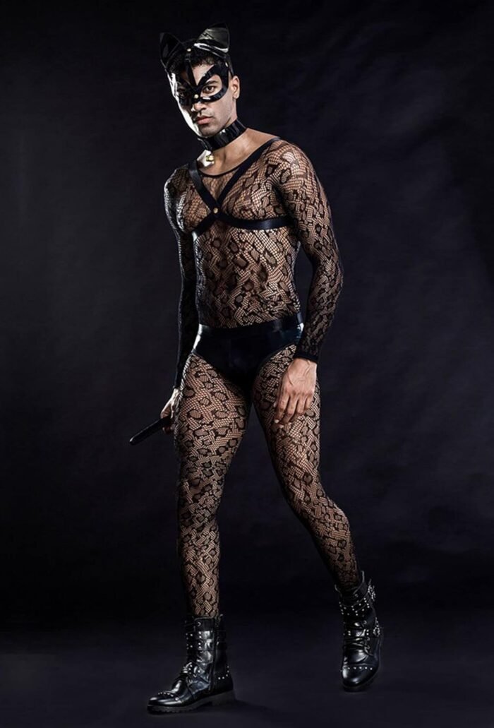 Mens Cosplay Costume Tuxedo Sexy Lingerie Set Role Play Cat Men's Uniform Gay Bar Nightclub Outfit Black - Image 5