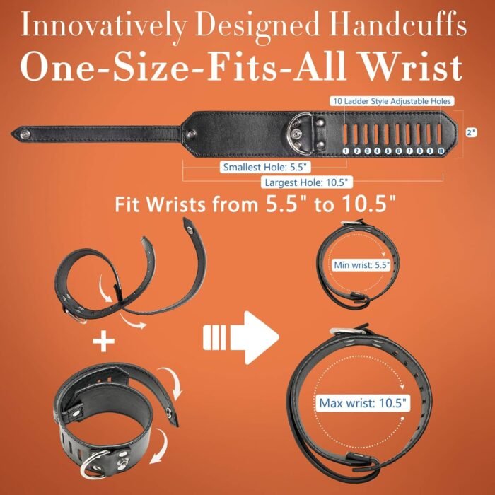 Sex Bondage BDSM Kit, Wrist Cuffs Bed Restraints Set, Neck-to-Thigh/Ankle Sling, Adjustable Legs Straps & Handcuffs, Nipple Clamps with Chain, Bondaged Collars Adult Rope Sex Toys for Women Couples - Image 6