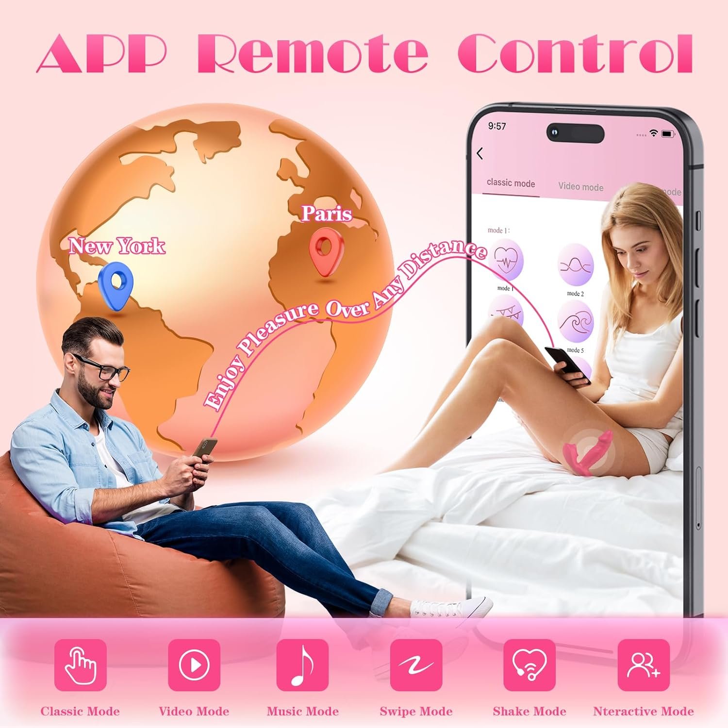 Wearable G Spot Dildo Panty Vibrator, App Remote Control Vibrating Panties with 10 Tongue Licking 10 Wiggling Vibration Modes, Rose Bullet Butterfly Vibrators Adult Female Sex Toys for Women Couples - Image 4