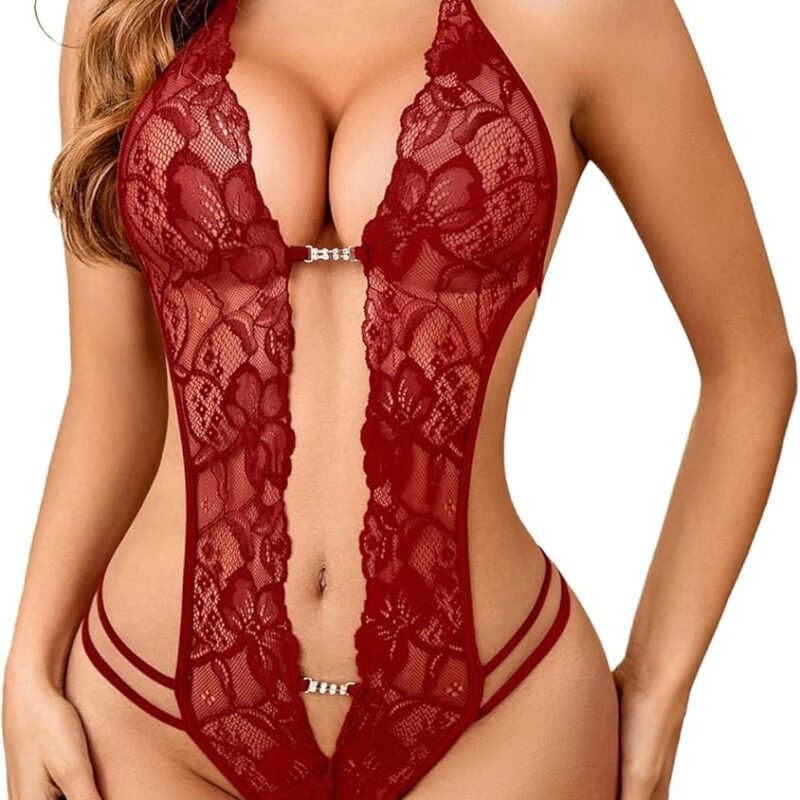 Avidlove Women One Piece Lingerie Sexy Lace Bodysuit Deep V Teddy Babydoll Nightgown XS-XXL
