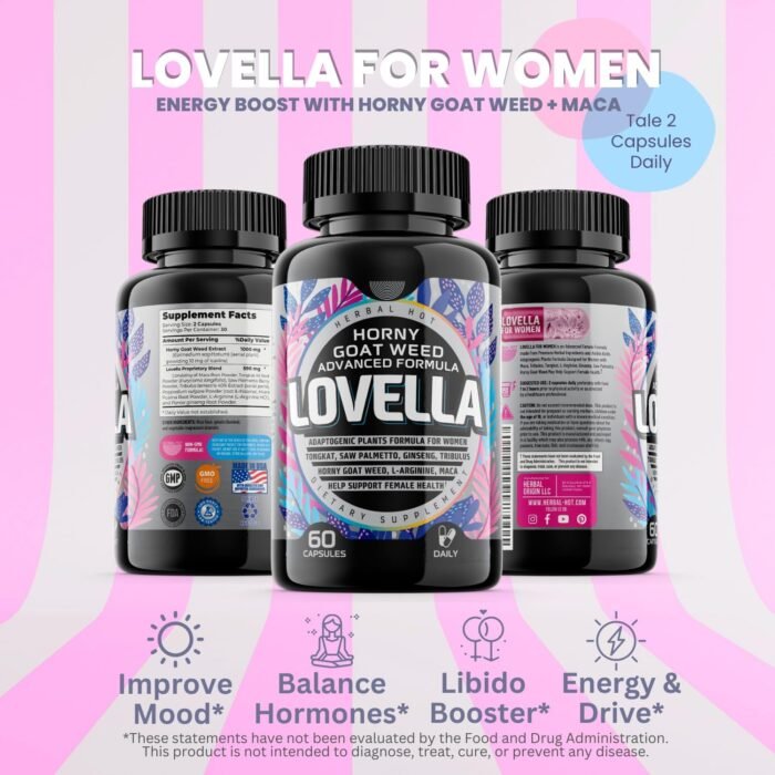 Hornygoatweed Women - Libido Booster for Women, Mood, Energy & Hormone Balance for Women w. Maca Root - Female Libido Booster w. Ginseng - Libido Supplement for Women w. Tribulus terrestris -60ct USA - Image 8
