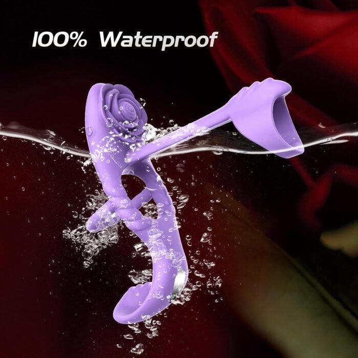 Vibrating Cock Ring Vibrator for Couples, Erection Penis Ring Sex Toys with Rose Clitoral Stimulator, Male Sex Toy with 10 Vibrations for Penis Testicles Stimulation, 4 in 1 Adult Toy for Men Women - Image 8