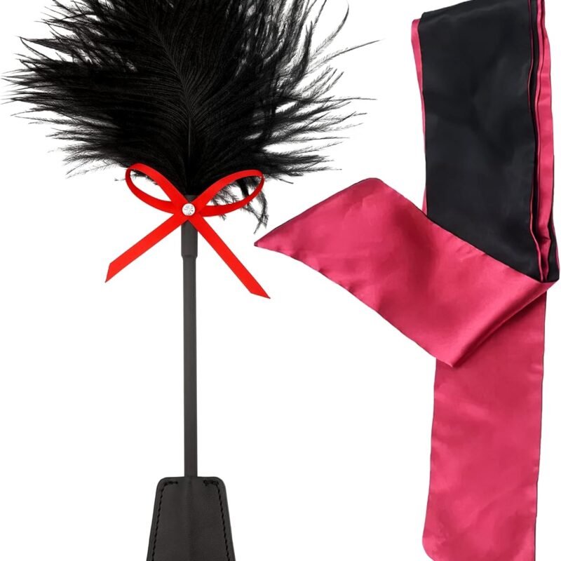 Sex Crop Tickler BDSM Feather Tickler for Sex Play Spanking Satin Blindfold for Adult Play BDSM Fetish Sex Toys SM Flogger