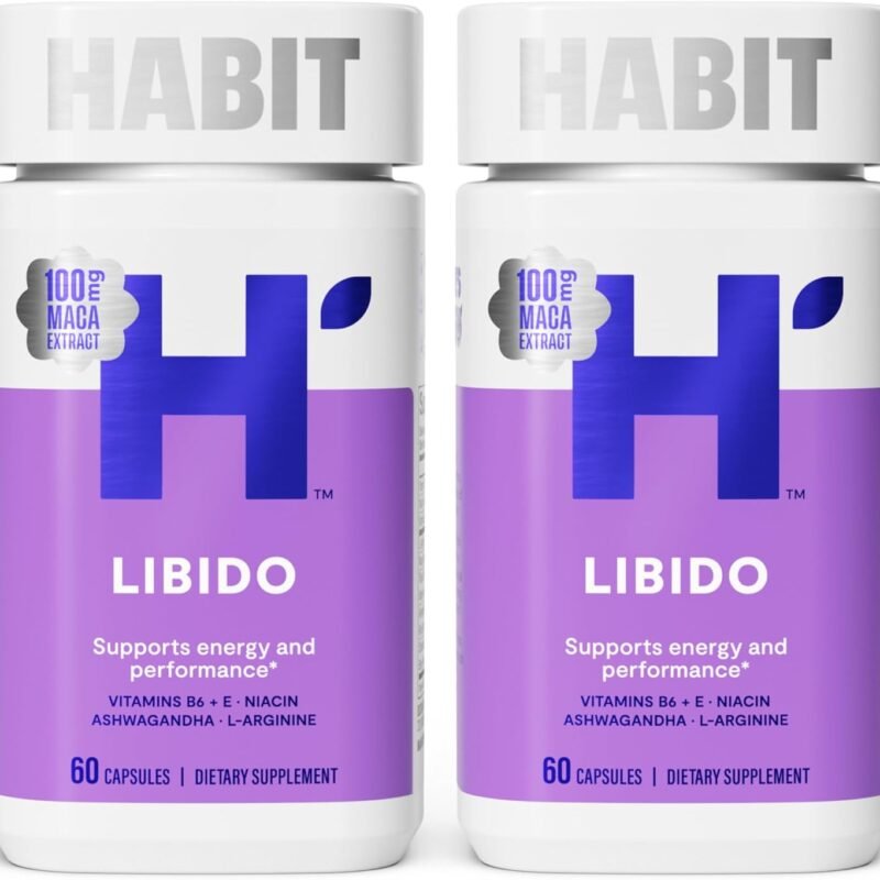 Habit Libido Supplement 2 Pack (120 Capsules) - New Look, Natural Aphrodisiac Blend with Maca, Ashwagandha L-Arginine, Supports Energy and Performance, Vegan, Non-GMO