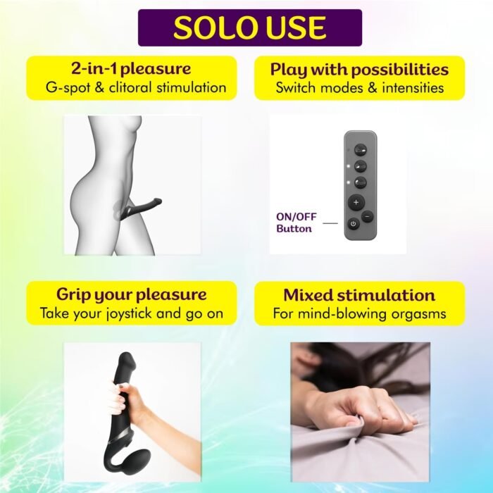 Strap-On-Me Multi-Orgasm Bendable Strap-On Dildo - 3 Motors Independently Controllable Adult Toy - G Spot Silicone Dildo Vibrator Clitoral Stimulator Toy - Soft Bendable Sexy Dildo (Blue - X-Large) - Image 3