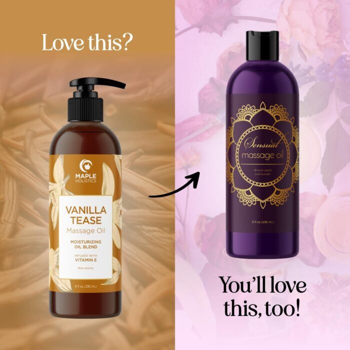 Vanilla Sensual Massage Oil for Couples - Irresistible Full Body Massage Oil for Date Night with Smooth Gliding Coconut and Sweet Almond Oil with Dreamy Vanilla Scent - Non GMO Gluten Free and Vegan - Image 4
