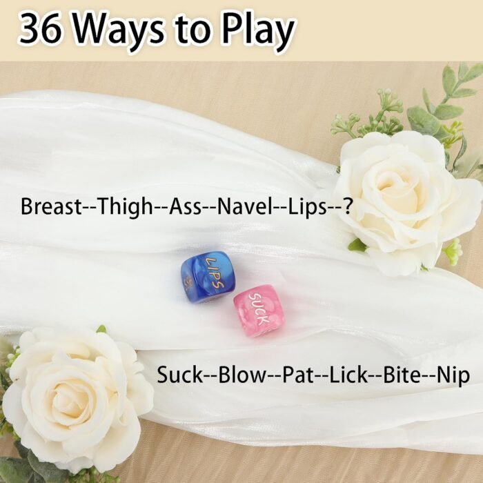 Romantic Naughty Dice Set for Adults Couple Funny Dice Couples Game for Anniversary Valentines Day Wedding Gift,Couple Game Choices,36 Ways to Play (Pink+Blue) - Image 3