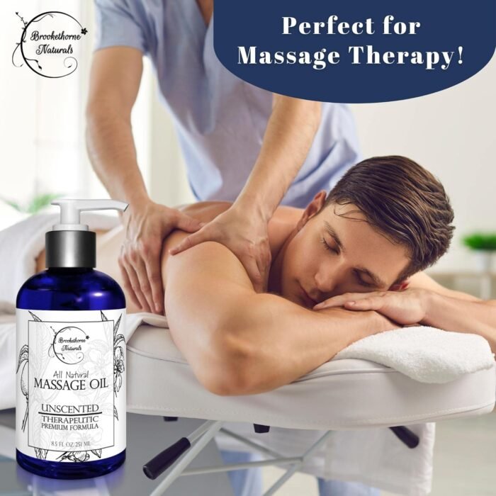 Unscented Massage Oil for Massage Therapy – 100% Natural Body Oil with Sweet Almond, Grapeseed & Jojoba for Premium Glide – Pure Carrier Blend for Aromatherapy – Brookethorne Naturals - Image 4