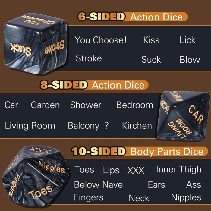 Dovelo Sex Dice Set for Adult Couples Sex Games, 5pcs Sex Party Dice with 48 Ways to Play Fun Romantic Role Play Sex Toys Game for Adult Couples - Image 3