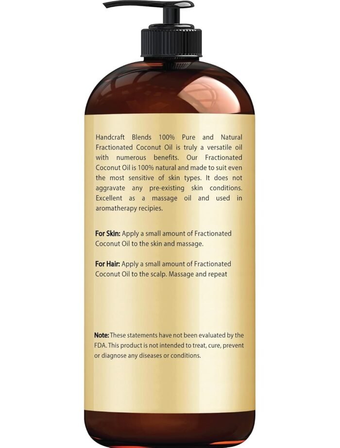 Handcraft Blends Fractionated Coconut Oil - 16 Fl Oz - 100% Pure and Natural - Premium Grade Carrier Oil for Skin, Hair and Body - Massage - Hair Tonic - Image 2