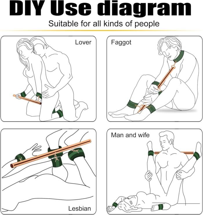 BDSM Bondage Sex Toys Restraints- Spreader Bar BDSM Toys with Adjustable Handcuffs，Wrist Ankle Neck Collar Bondage Set，Sex Restraints BDSM for Adult Couple - Image 6