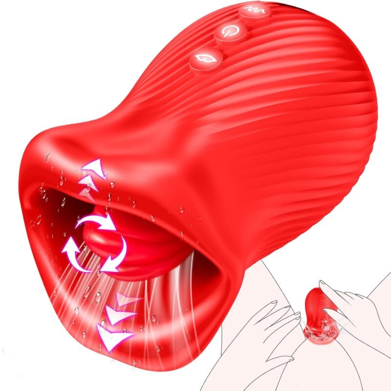 Vibrator Adult Sex Toys for Women - 4 in 1 Tongue Licking Vibrator Rose Sex Toys with 8 Licking Clitoral & 10 Vibration Mode, Sucking Anal Clit Nipple Sexual Pleasure Tools for Female Couples Sex Toys