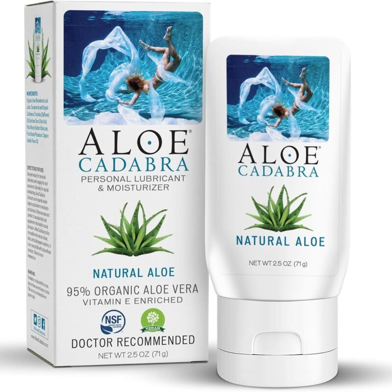 Aloe Cadabra Natural Water Based Personal Lubricant and Vaginal Moisturizer, Organic Aloe Lube for Men, Women and Couples, Non-Staining, pH Balanced (Unscented 2.5 Ounces, 1 Pack)