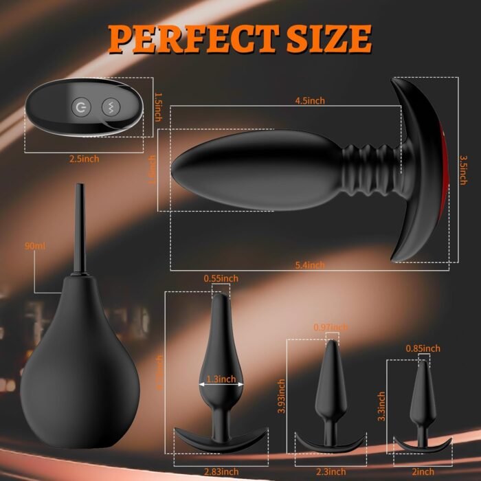 Anal Plug Vibrating Butt Plug - 5PCS Anal Toys with 10 Vibration Modes, Anal Training Kit Prostate Massager, Remote Control Plugs Dildo Vibrator Adult Sex Toys for Men Women Couples Pleasure - Image 5