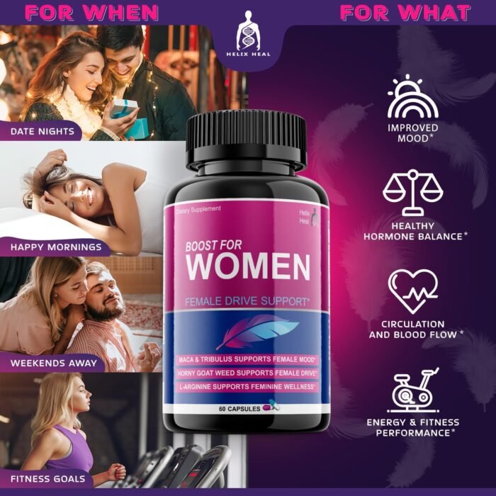 Libido Booster for Women Fast Acting with Horny Goat Weed - Female Desire Pills with Maca Root, Tribulus Terrestris, Ginseng and Hornygoatweed Women - Hormone Balance, Made in USA (60 ct) - Image 7