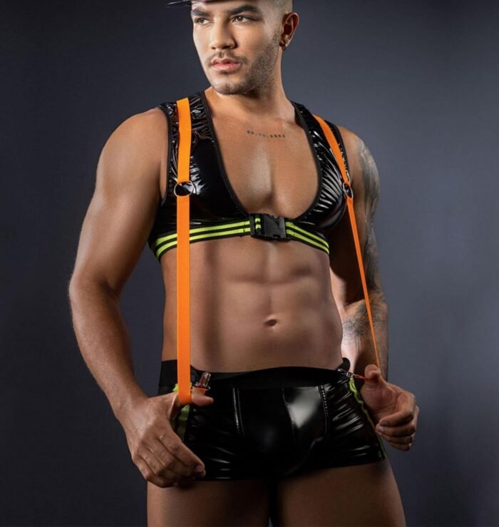 Mens Fireman Cosplay Costume Tuxedo Sexy Lingerie Set Role Play Uniform Gay Bar Nightclub Outfit - Image 5