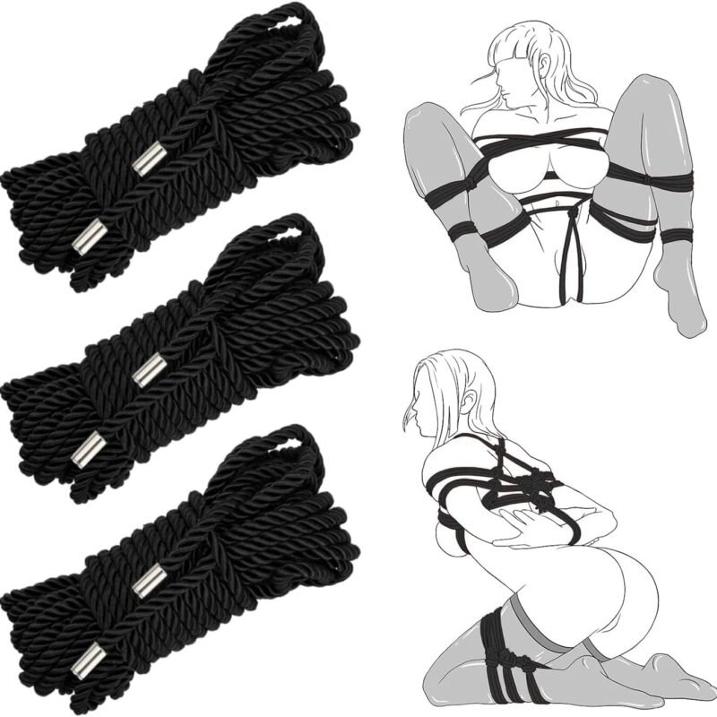 BDSM Shibari Bondage Sex Rope - BDSM Kit Adult Bondage Restraints Set Sex Toys for Beginner Women & Couples Extreme SM Slave Fetish Tie-Ups Restraint Kit Kinky Rope 32 Feet 8MM,3 Pack