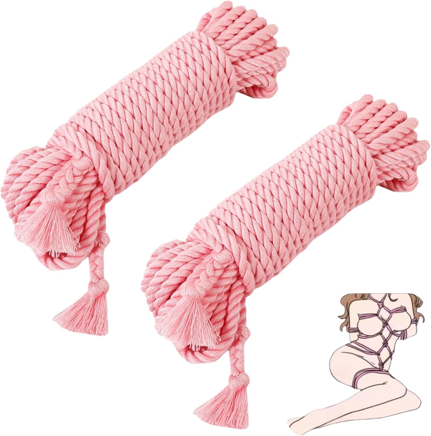 BDSM Bondage Rope Sex Restraints Kit Sex Toys 2 Pcs Cotton Rope Slave SM Adults Games for Couples Women Men 32Ft/10M