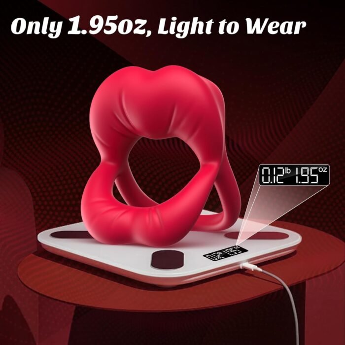 Vibrating Cock Ring with Sexy Lip Clitoris Stimulator, Sex Toys for Men Erection Couples Kinky Pleasure Vibrator Penis Ring Adult Toys Male Vibrators 9 Vibrations, Juguetes Sexuales Hombre, Rose - Image 7