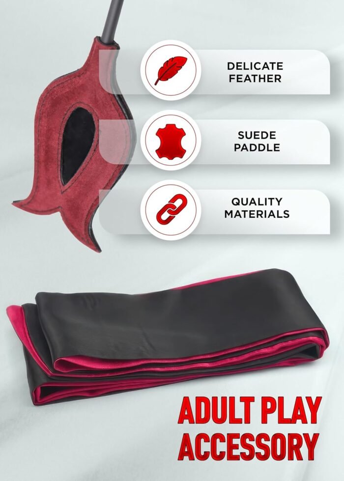 Sex Feather Tickler for Adult Sex Play Spanking Ticklers Adults Bedroom Feather Whips for Sex Play Blindfold BDSM Kit Fetish Sex Toys Blindfold Sex Play SM Set - Image 5