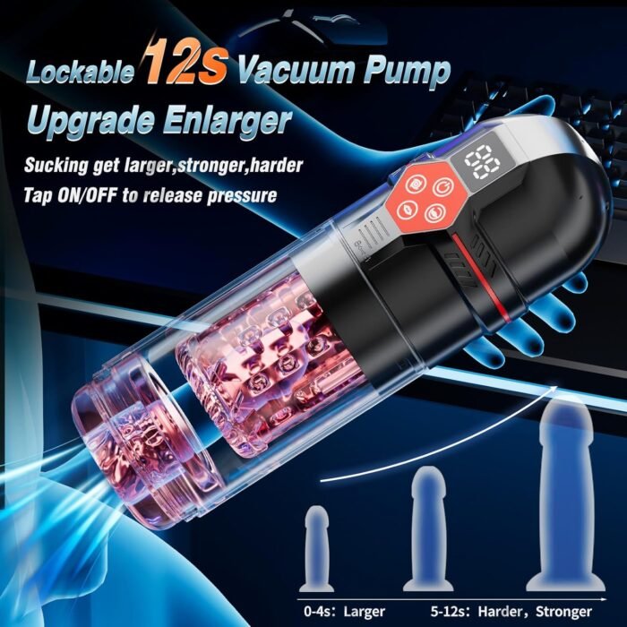 Male Masturbator Penis Pump - Male Sex Toys for Men with Upgrade 12 S Vacuum Pump & 7 Thrusting Rotating Vibrating Sucking Licking LCD Adult Toys Mens Sex Toys Pumps & Enlargers - Image 2