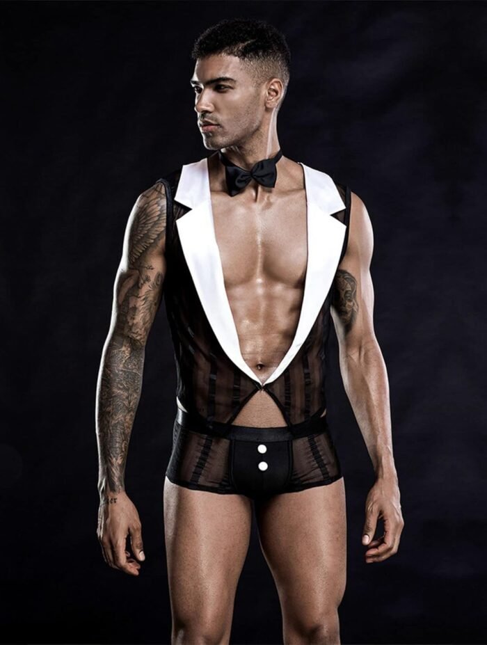 Mens Butler Waiter Cosplay Costume Tuxedo Sexy Lingerie Set Role Play Servant Dress Uniform Gay Bar Nightclub Outfit - Image 2
