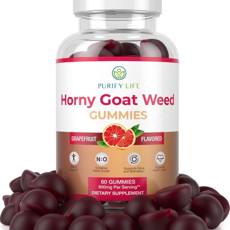 Potent Horny Goat Weed for Men and Women (Max Potency Chews 800mg), Horny Goat Weed Extract Gummies for Energy Management, Performance and Stamina - Vegan, Gluten-Free, Natural Grapefruit Flavor