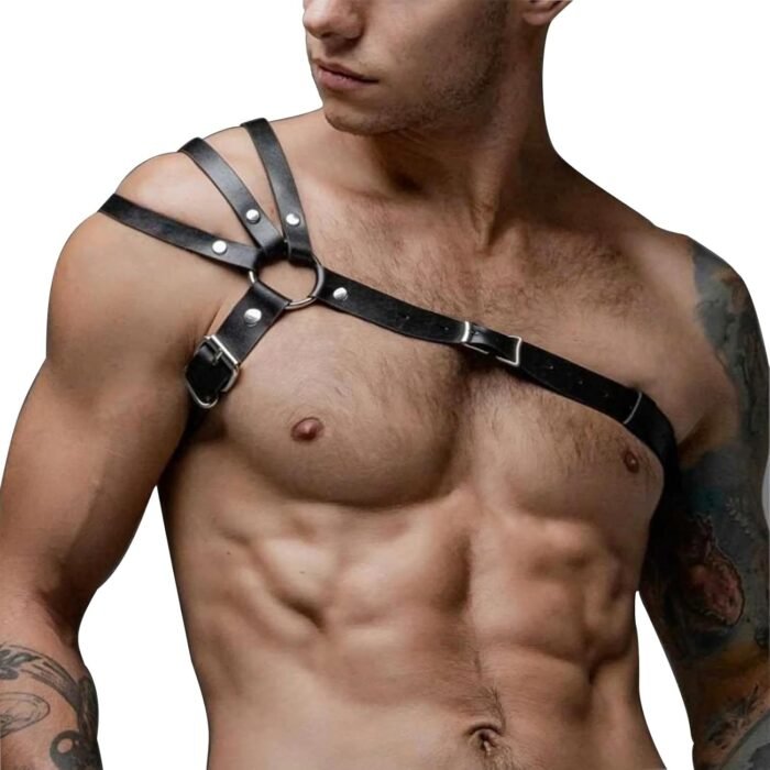 Men's Body Chest Harness Belt, Faux Leather Gothic Punk Adjustable Chest Harness Strap Belt for Men Gay Masquerade Party Cosplay Costume Bar Nightclub Club Fetish Clubwear BDSM SM Bondage