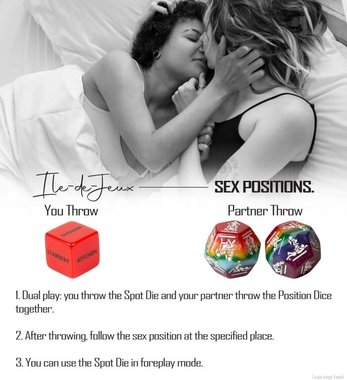 Women LGBTQ+ 5 Sex Dice Set for Couples, Pride Sex Game. Naughty Love Dice, Adult Game Night, Men Model Available, Sex Party Dice, Sex Positions, Lesbian Valentines Gift Toy. Gay Romance - Image 3