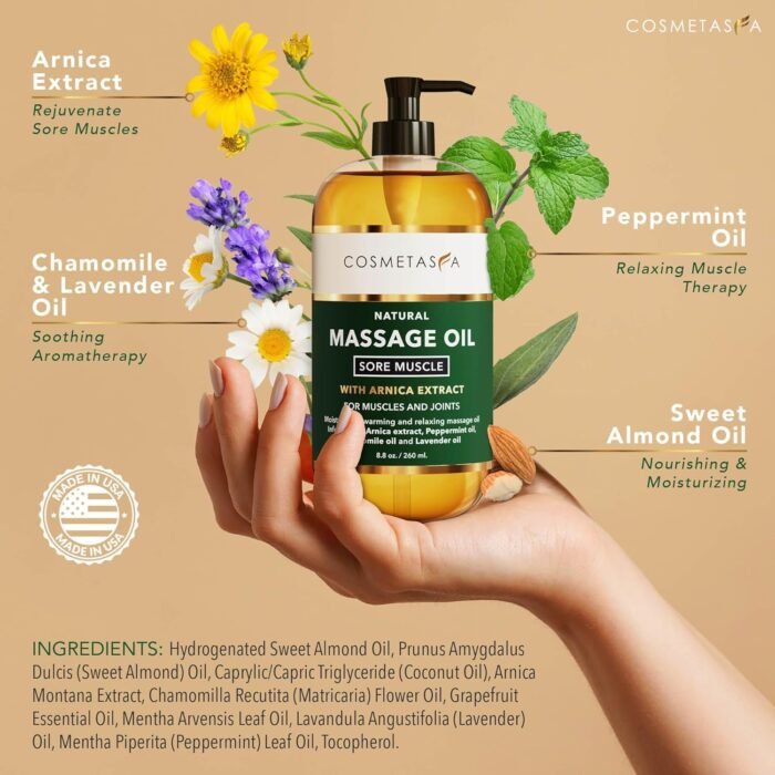 Cosmetasa Luxury Spa Gift Set for Women & Men - Relaxation Lavender Massage Oil, Citrus Coconut Massage Oil, Arnica Sore Muscle Massage Oil with Hot Stones, Roller Ball and Thumb Saver Massage Tools - Image 2