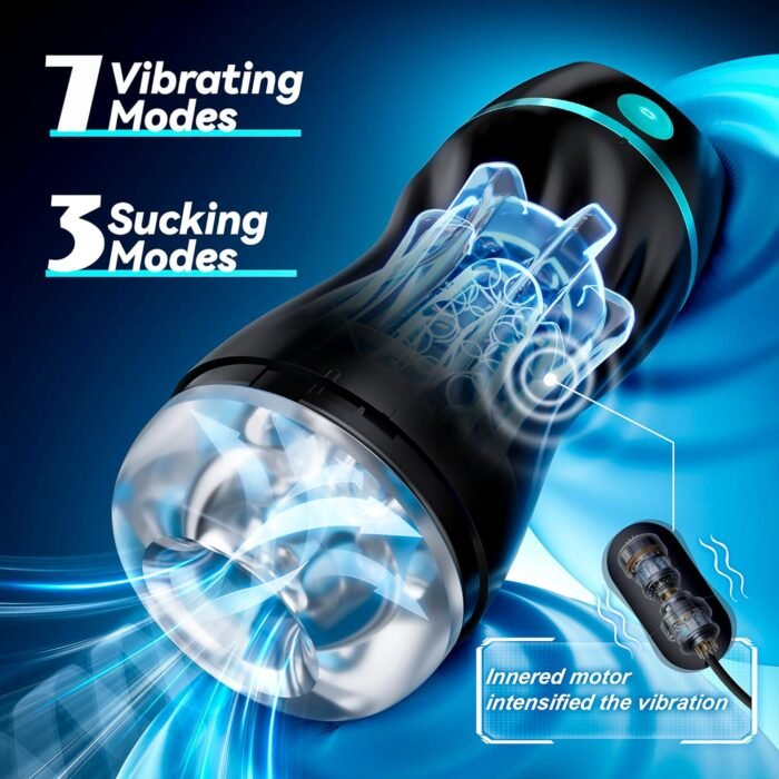 EINSEO Automatic Sucking Male Masturbators - Upgraded 7 Vibration & Suction Hands Free Pocket Pussy Male Stroker with 3D Realistic Textured, Blowjob Toy Mens Adult Male Sex Toys for Men Sex Machine - Image 2
