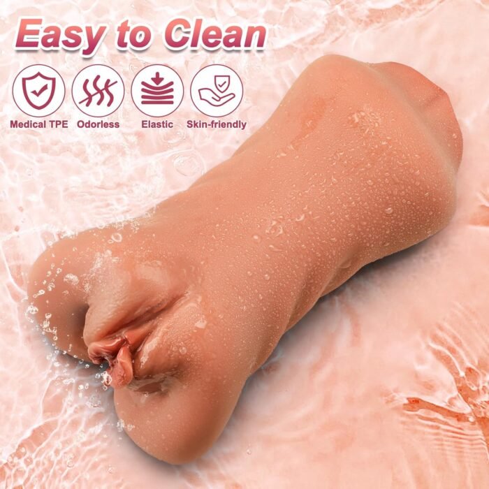 3 in 1 Pocket Pussy Male Masturbator - Adult Sex Toys for Men Penis Stimulation,Male Blowjob Stroker Toy with 3D Realistic Textured Tight Anus & Real Mouth for Man Masturbation Pleasure (Tan) - Image 5